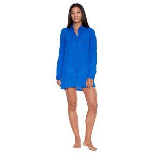 Lauren Ralph Lauren Crushed Cotton Camp Shirt Royal Blue XS (US 4)